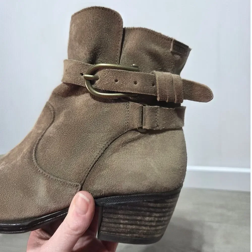 Pikolinos Baqueira Brown Leather Boho Buckle Ankle Boots Size 38 US 8